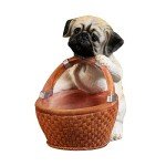 Cute Pug Dog Statue Storage Basket and Bowl