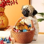 Cute Pug Dog Statue Storage Basket and Bowl