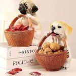 Cute Pug Dog Statue Storage Basket and Bowl