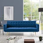 Blue Velvet 3-Seater Sofa Bed Couch