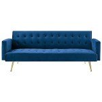 Blue Velvet 3-Seater Sofa Bed Couch