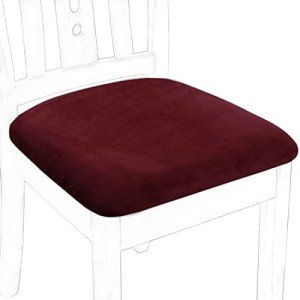 Set of 4 Velvet Dining Chair Seat Covers - Burgundy