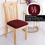 Set of 4 Velvet Dining Chair Seat Covers - Burgundy