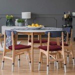 Set of 4 Velvet Dining Chair Seat Covers - Burgundy