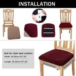 Set of 4 Velvet Dining Chair Seat Covers - Burgundy