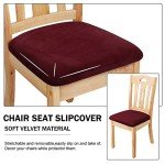 Set of 4 Velvet Dining Chair Seat Covers - Burgundy