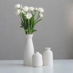 Set of 3 Distressed Ceramic Vases - White