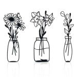 Black Metal Flower Wall Art - 3 Piece Set