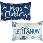 Christmas Throw Pillow Covers - Merry & Let It Snow