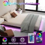 Queen Size Floating Bed Frame with LED Lights