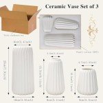 Set of 3 Modern White Ceramic Flower Vases
