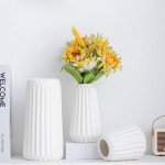 Set of 3 Modern White Ceramic Flower Vases
