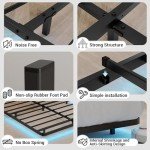 Queen Size Floating Bed Frame with LED Lights