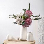 Set of 3 Modern White Ceramic Flower Vases