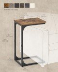 Rustic Brown Slim End Table with Metal Frame