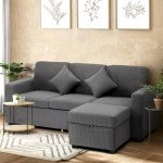Grey Velvet Sofa Set with Storage Ottoman & Drawers