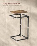 Rustic Brown Slim End Table with Metal Frame