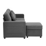 Grey Velvet Sofa Set with Storage Ottoman & Drawers