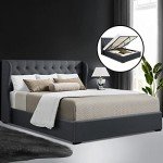 Charcoal Wingback Queen Bed Frame with Storage