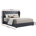 Charcoal Wingback Queen Bed Frame with Storage