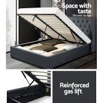 Charcoal Wingback Queen Bed Frame with Storage