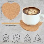 Heart-Shaped Cork Coasters, 4-Inch Pack of 30