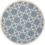Blue and Beige Round Area Rug - 1.5m Diameter