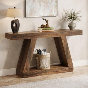 Tribesigns Rustic Farmhouse Console Table with Storage