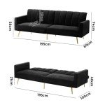 Velvet 3-Seater Sofa Bed with Adjustable Backrest