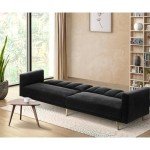Velvet 3-Seater Sofa Bed with Adjustable Backrest