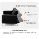 Velvet 3-Seater Sofa Bed with Adjustable Backrest