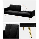 Velvet 3-Seater Sofa Bed with Adjustable Backrest