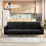 Velvet 3-Seater Sofa Bed with Adjustable Backrest