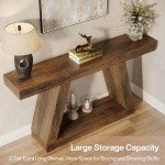 Tribesigns Rustic Farmhouse Console Table with Storage