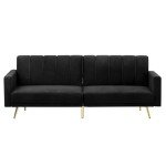 Velvet 3-Seater Sofa Bed with Adjustable Backrest