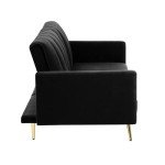 Velvet 3-Seater Sofa Bed with Adjustable Backrest