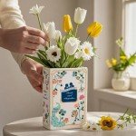 Ceramic Book Vase for Flowers and Decor