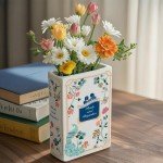 Ceramic Book Vase for Flowers and Decor