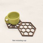 Honeycomb Wooden Coasters – 5-Piece Set