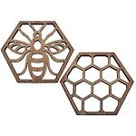 Honeycomb Wooden Coasters – 5-Piece Set