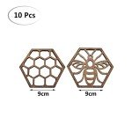 Set of 10 Honeycomb Wooden Bee Coasters