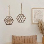 Set of 10 Honeycomb Wooden Bee Coasters