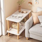 Fohouse White 2-Tier End Table for Small Spaces