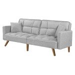 LEVEDE Grey 3-Seater Convertible Sofa Bed