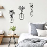 Black Metal Flower Wall Art - 3 Piece Set