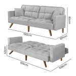 LEVEDE Grey 3-Seater Convertible Sofa Bed