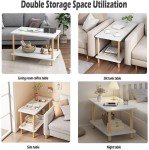 Fohouse White 2-Tier End Table for Small Spaces