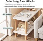 Fohouse White 2-Tier End Table for Small Spaces