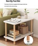 Fohouse White 2-Tier End Table for Small Spaces