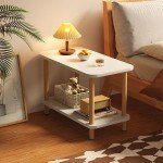 Fohouse White 2-Tier End Table for Small Spaces
